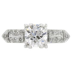 Antique Art Deco GIA Certified 0.94 Ct. Arrowed Shoulder Engagement Ring G SI2, Platinum