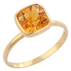 18K Yellow Gold Citrine Ring