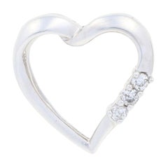 White Gold Diamond Pendant, 14k Round Brilliant Cut Accents Heart
