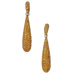 Boucles d'oreilles en goutte Gocce de GRISOGONO en or jaune avec saphir jaune 25 carats et diamants