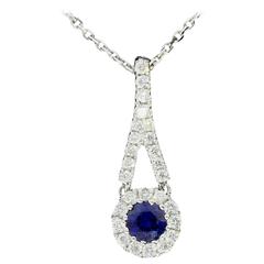 Sapphire Diamond Gold Halo Pendant