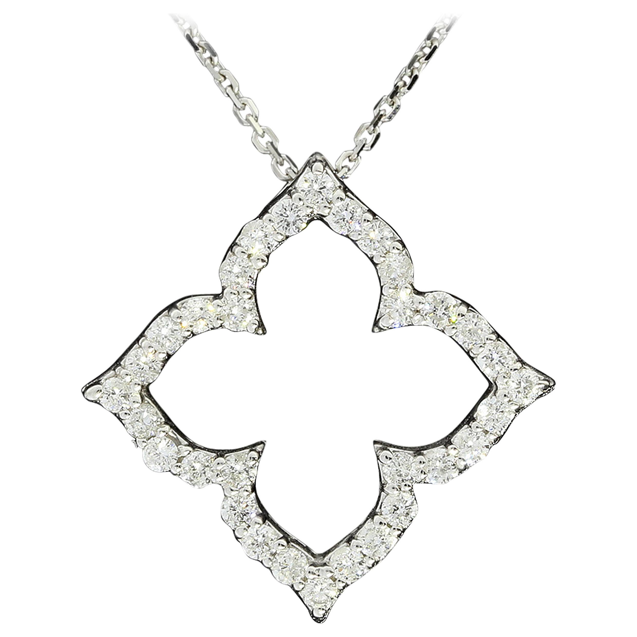 Diamond Gold Clover Flower Cut Out Pendant