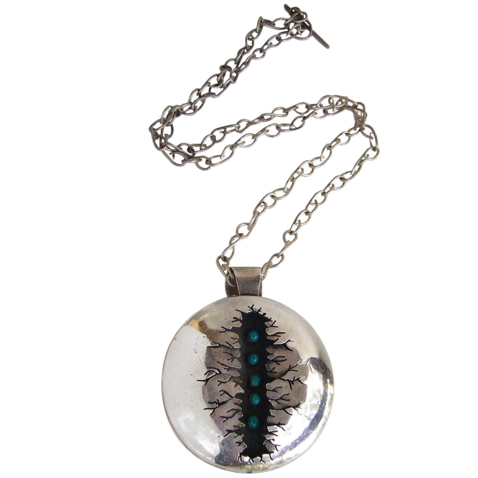 Seltene Mildred Ball Emaille Sterling Silber amerikanischen Modernist handgemachte Halskette