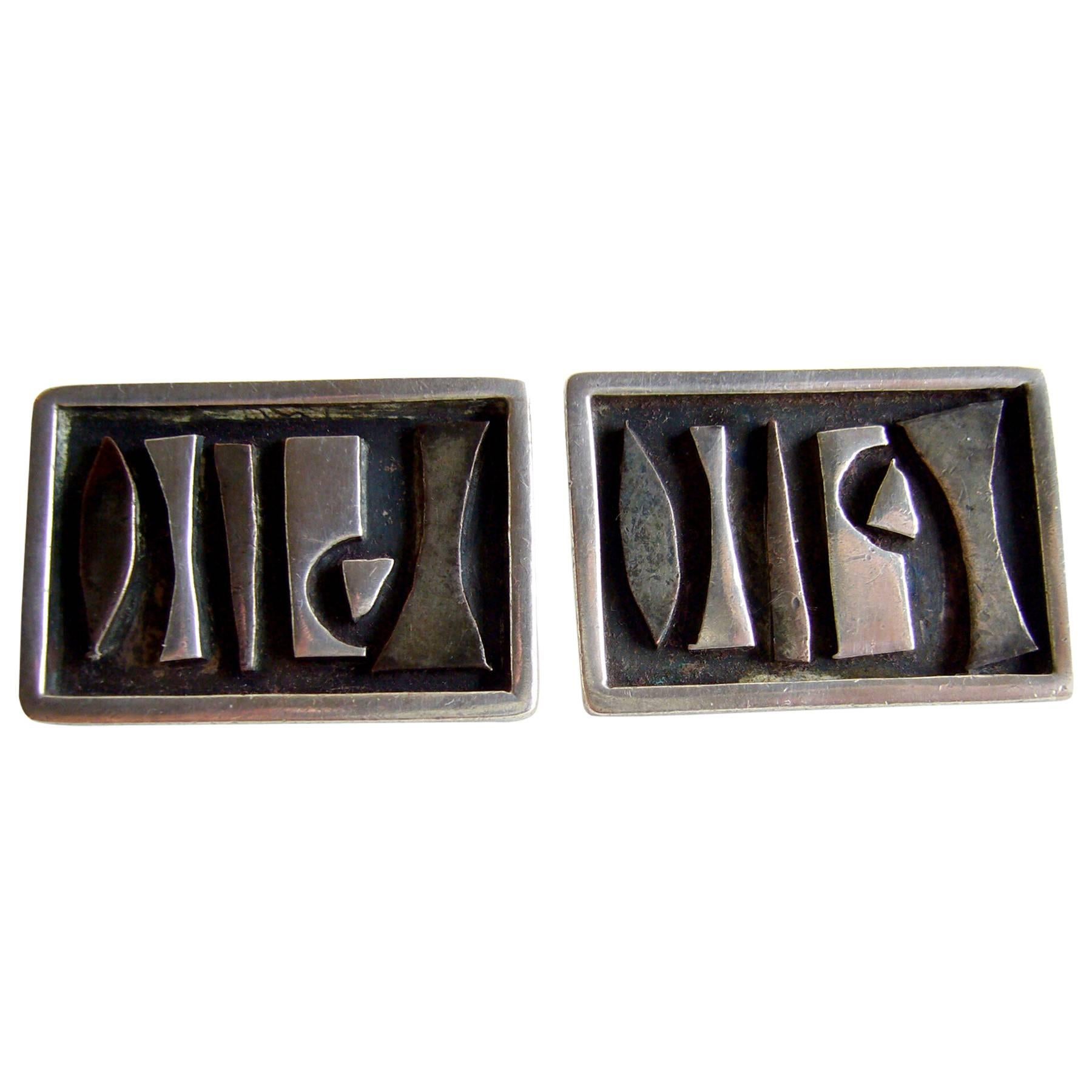 Sammy P. Gee Sterling Silver Modernist Cufflinks