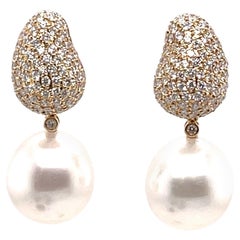 18K Yellow Gold South Sea Drop Or Stud Detachable Earring