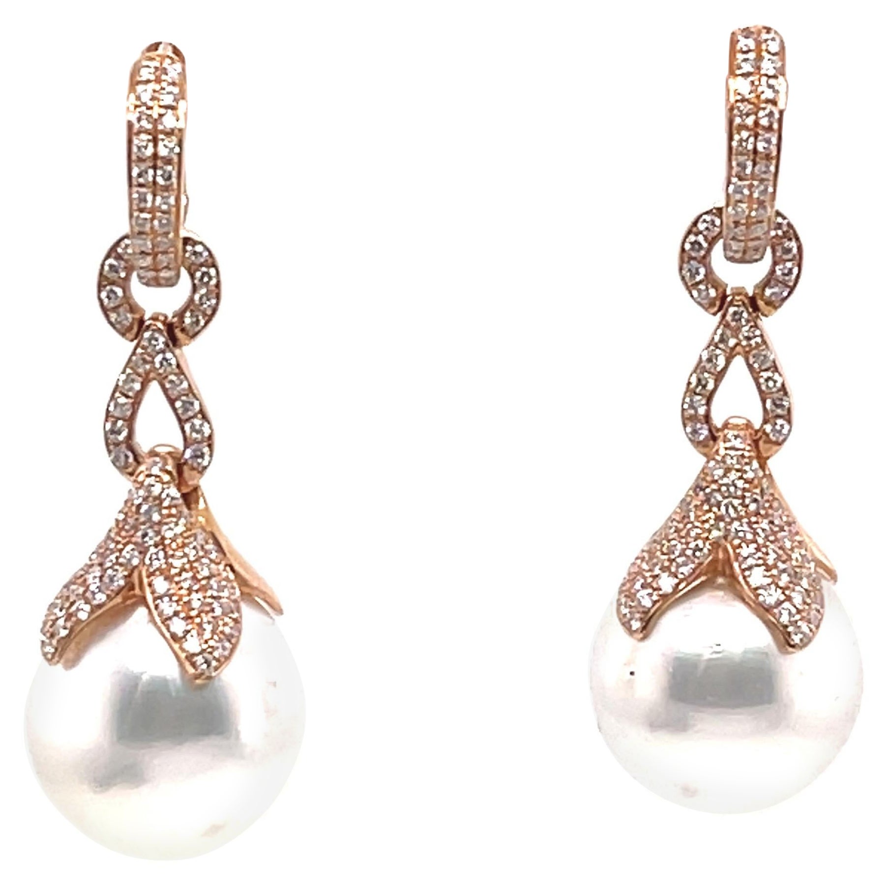 18K South Sea Pearl Drop and Hoop Detachable Earrings For Sale