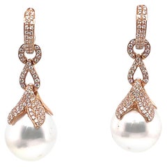 18K South Sea Pearl Drop and Hoop Detachable Earrings