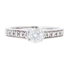 Anello di fidanzamento con diamante in oro bianco, 14k Taglio brillante rotondo .70ctw