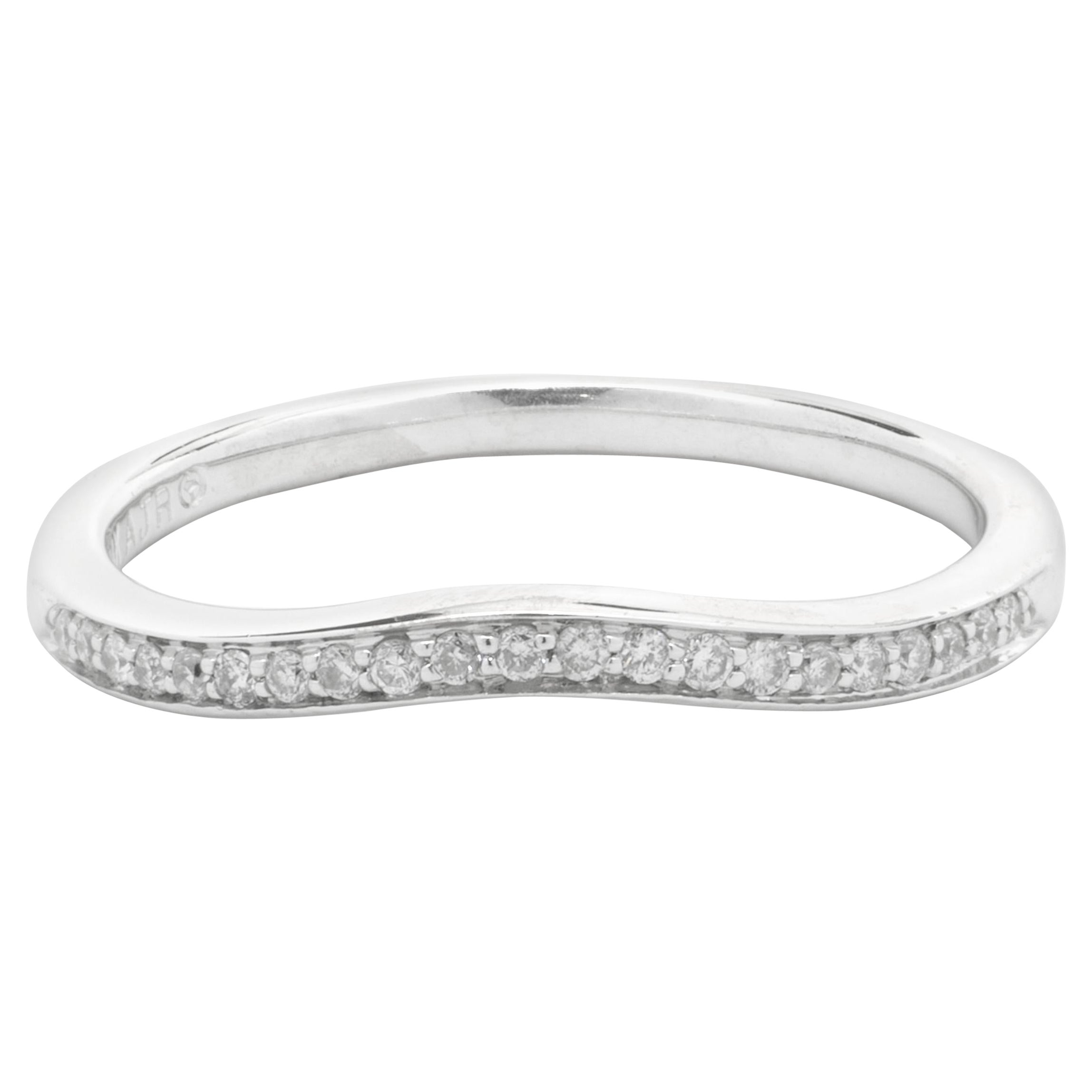 14 Karat White Gold Curved Diamond Band