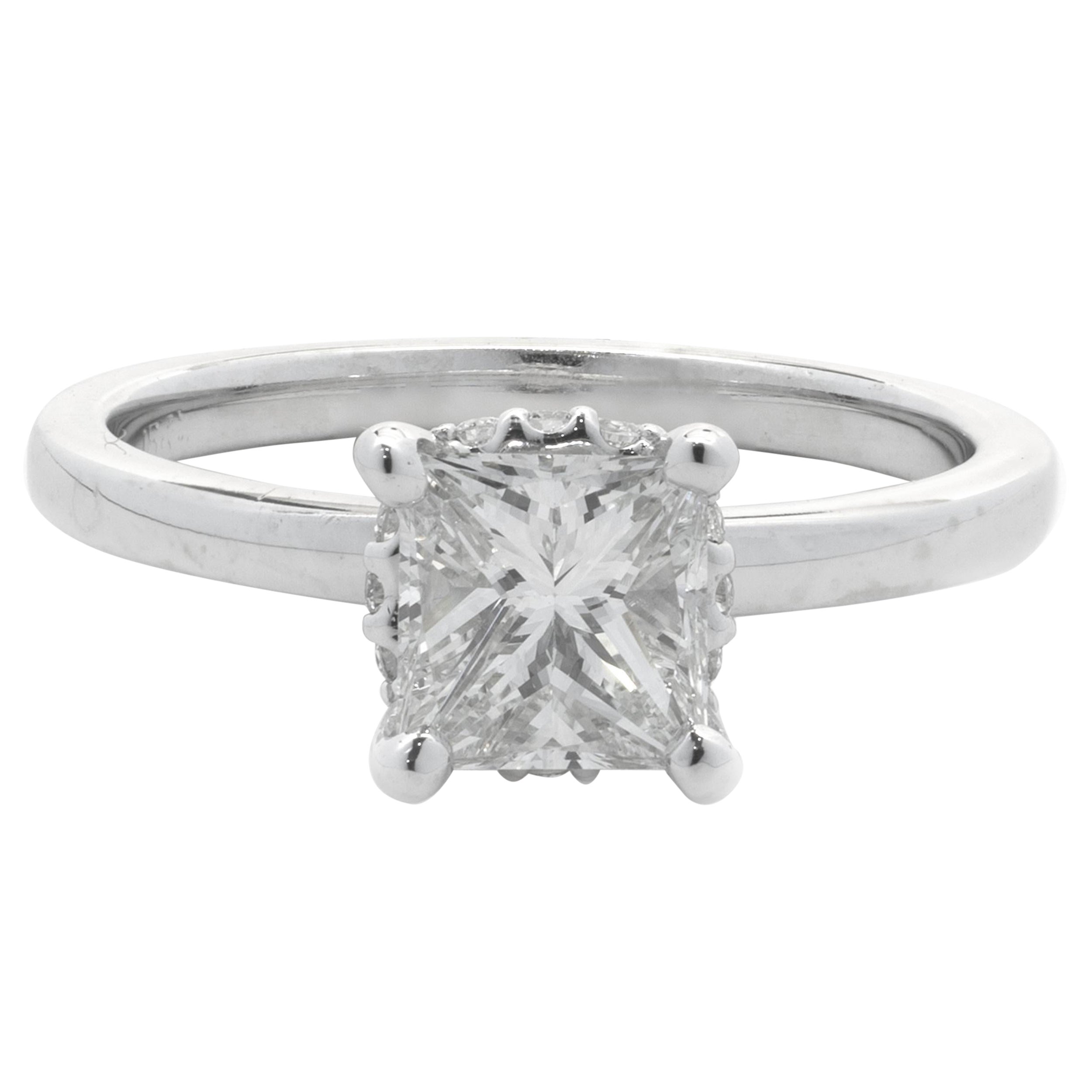 14 Karat White Gold 0.78ct Princess Cut Diamond Engagement Ring For Sale