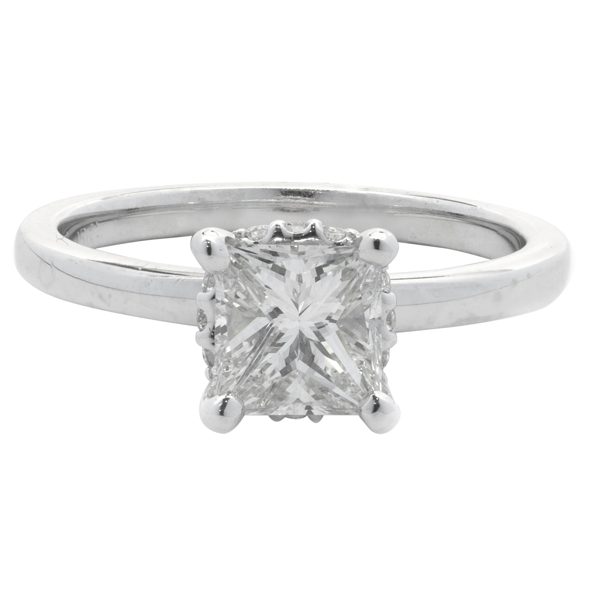 14 Karat White Gold 0.78ct Princess Cut Diamond Engagement Ring