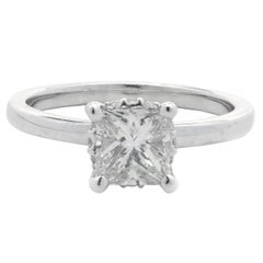 Bague de fiançailles en or blanc 14 carats avec diamant taille princesse de 0,78 carat