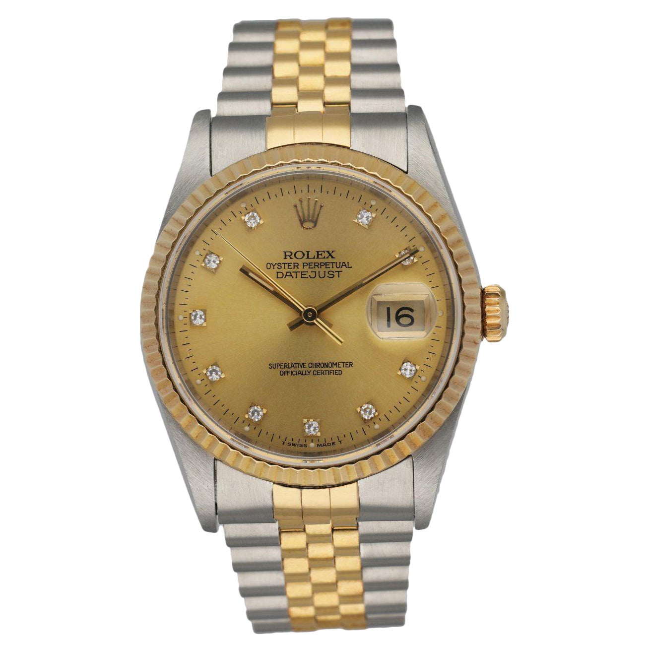 Rolex Oyster Perpetual Datejust 16233 Pyramid Dial Men's Watch For Sale ...