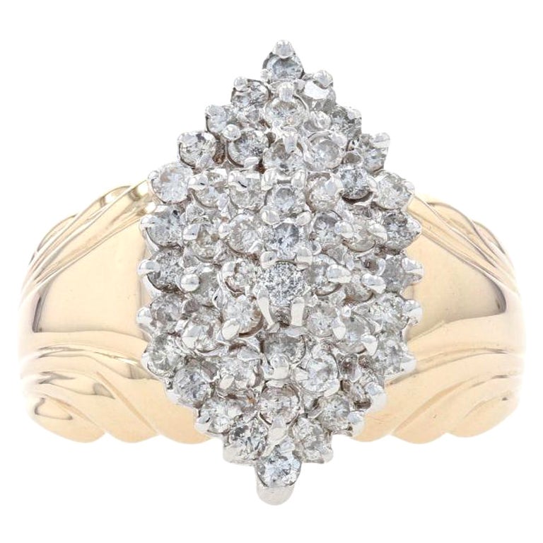 10K Yellow Gold 1/2 cttw Diamond Cluster Cocktail Ring (J-K Clarity, I1-I2 Color) - Size 7