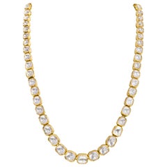 18 Karat Gold 14.13 Carats Diamond Necklace Handcrafted with Multi-Color Enamel