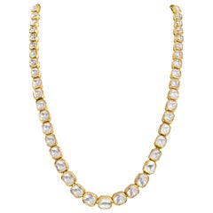 18 Karat Gold 14.13 Carats Diamond Necklace Handcrafted with Multi-Color Enamel