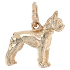 Yellow Gold Boxer Dog Charm, 14k Standing Canine Pet