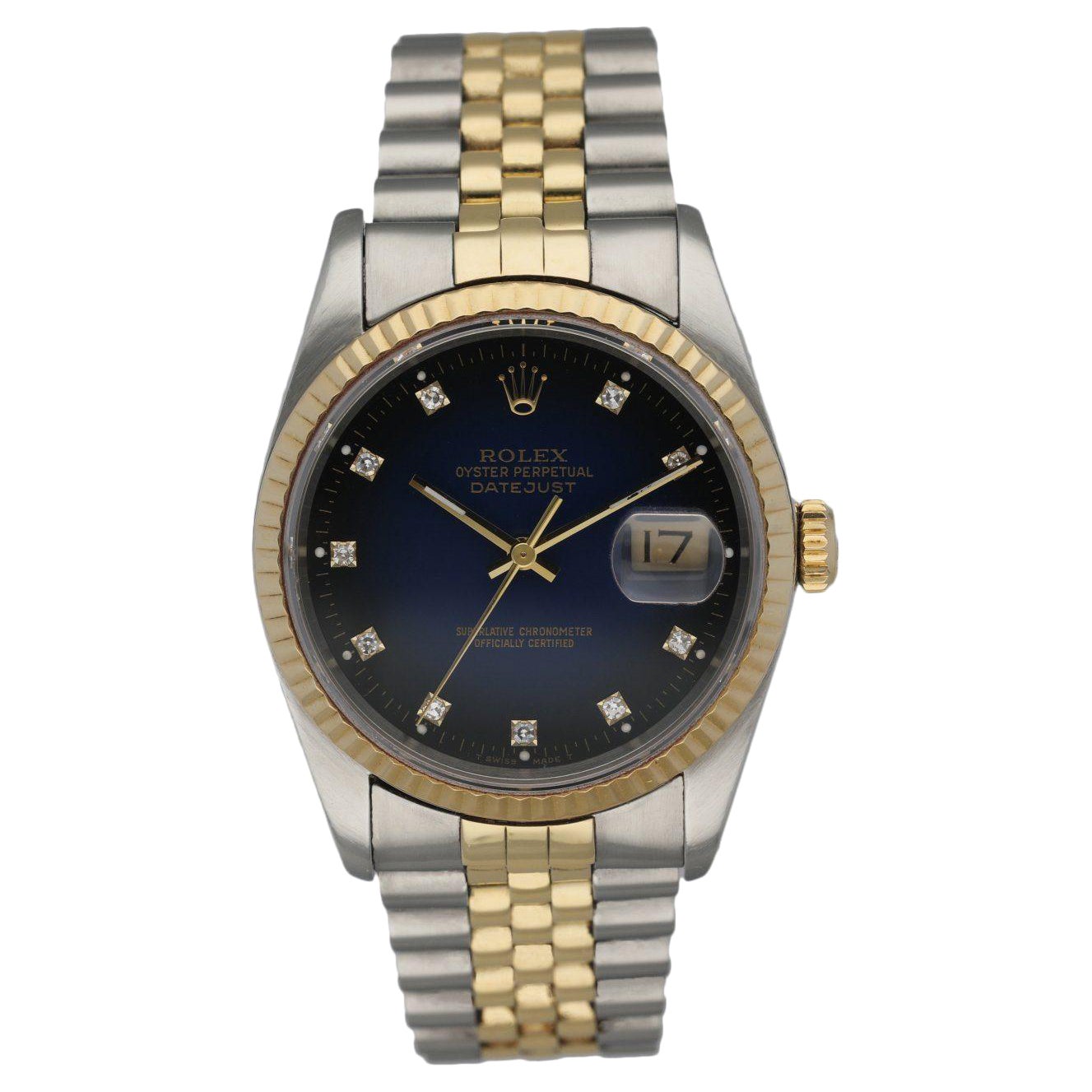 Rolex Datejust 16233 Blue Vignette Diamond Dial Men's Watch