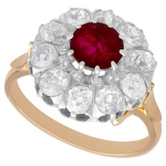 1.26ct Ruby and 2.35ct Diamond Rose Gold Cluster Ring, circa 1940