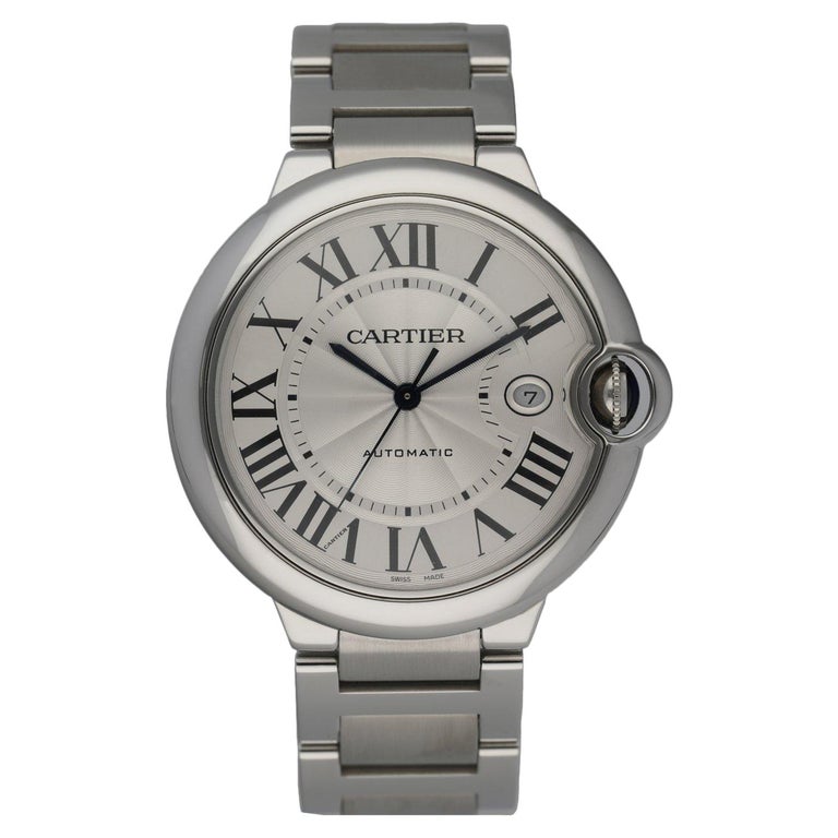 Cartier Ballon Bleu 3765 Stainless Steel Men's Watch Box and Papers at  1stDibs