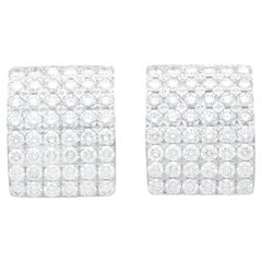 Retro French 4.42 Carat Diamond and White Gold Stud Earrings