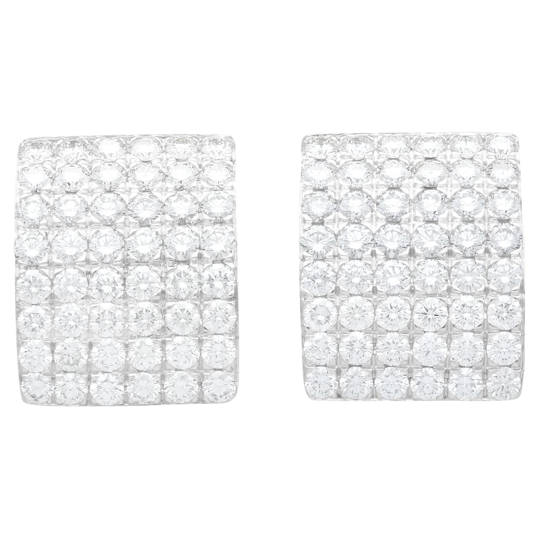 Vintage French 4.42 Carat Diamond and White Gold Stud Earrings For Sale