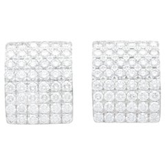 Vintage French 4.42 Carat Diamond and White Gold Stud Earrings