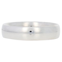 White Gold Wedding Band, 14k Men's Comfort Fit Ring