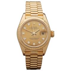 Rolex Yellow Gold Diamond President Datejust Automatic Wristwatch