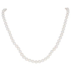 Cultured Pearl Necklace, 14k Yellow Gold Knotted Single Strand