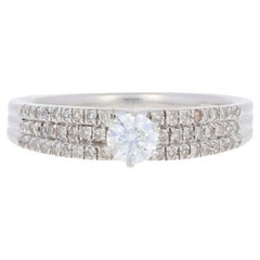 Retro Sterling Silver Diamond Engagement Ring, 925 Round Brilliant Cut .64ctw