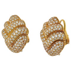 18K Yellow Gold 10 Carat Diamond Pyramid Layer Clip Earrings