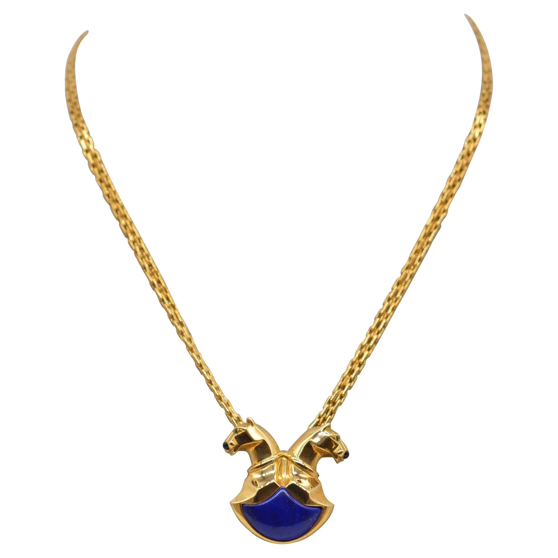 Cartier Panthère Lapis Lazuli Necklace & Brooch Unworn For Sale