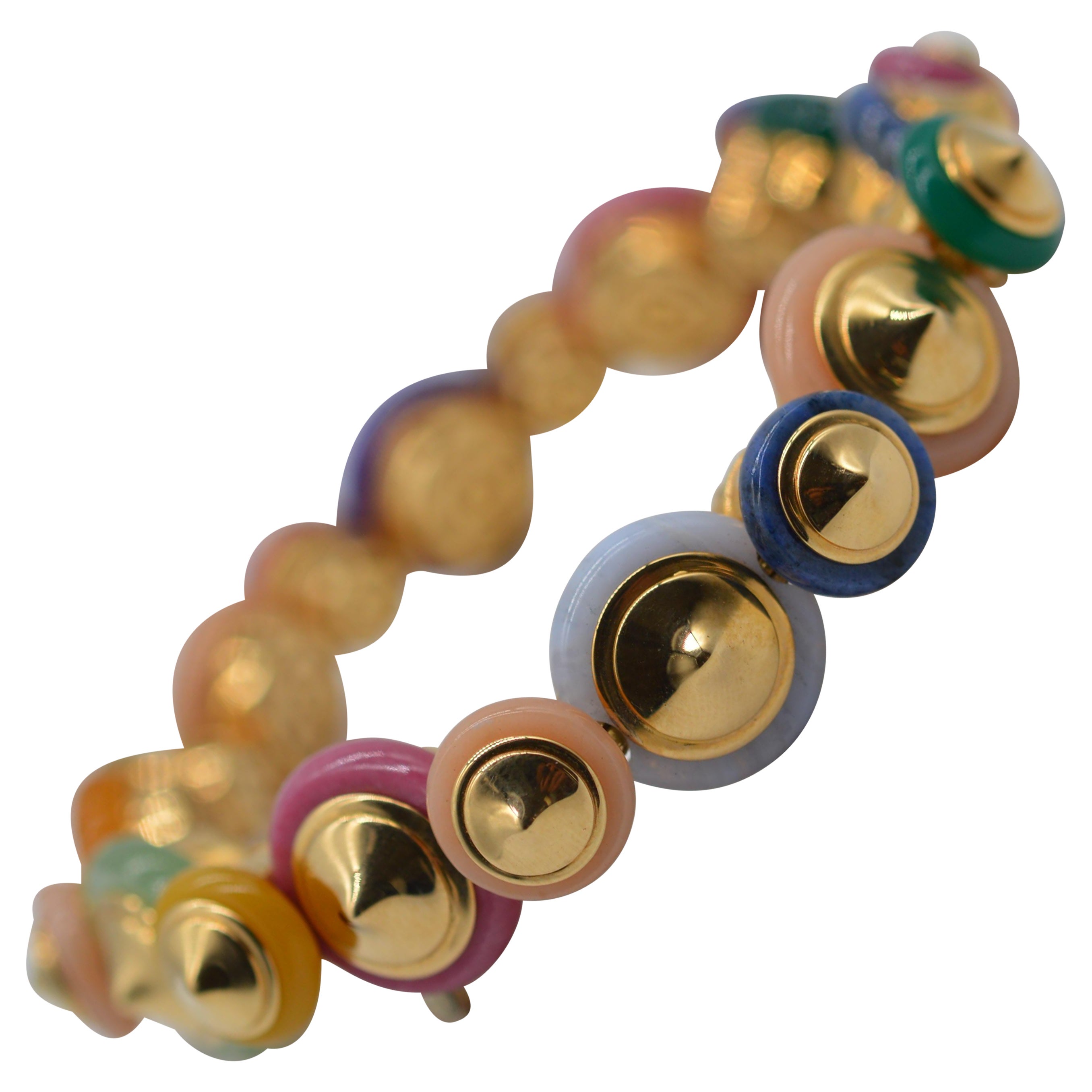 Marina B "Yara" Bracelet 18K Yellow Gold with Semi-Precious Stones Unworn For Sale