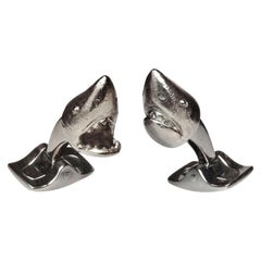 Deakin & Francis Base Metal Shark Head Cufflinks
