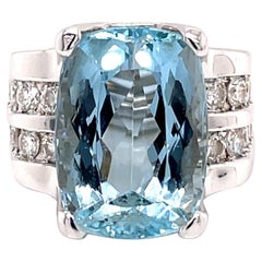 Vintage-Aquarellring mit 12 Karat Diamanten im Kissenschliff, 2000er Jahre