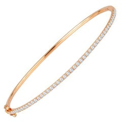 Bracelet jonc en or rose 18 carats avec diamants taille ronde brillants de 0,80 carat