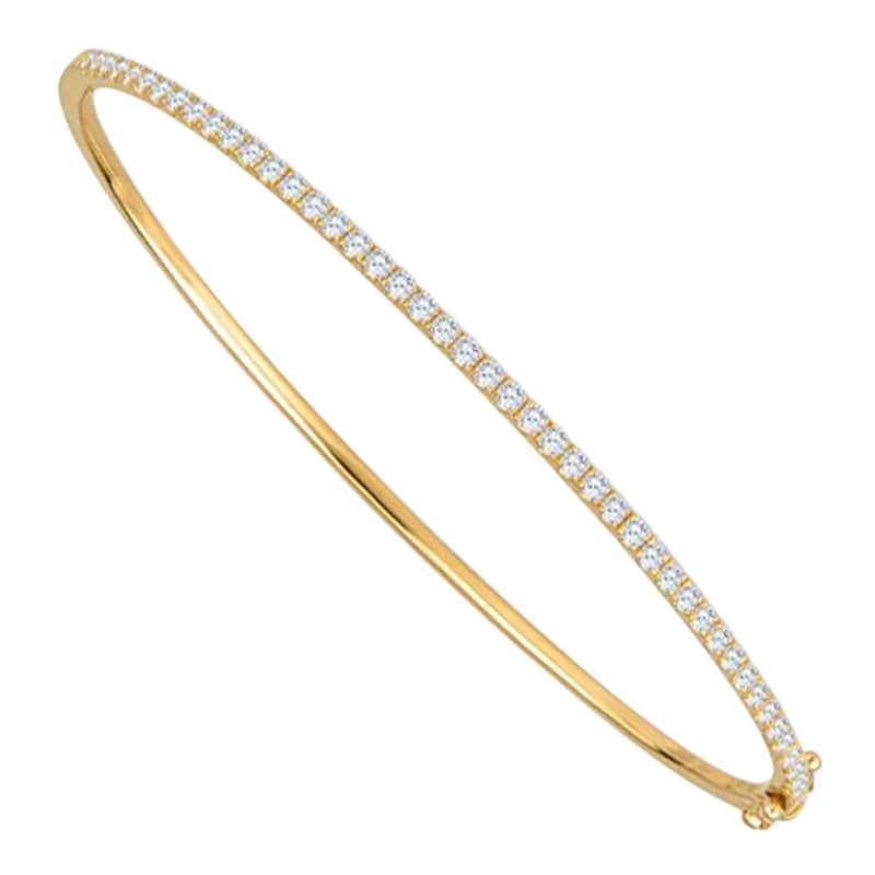 0.80ctw Round Brilliant Cut Diamonds 18k Yellow Gold Bangle Bracelet For Sale