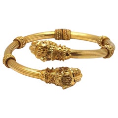 Vintage Zolotas Lion Head Yellow Gold Bypass Bracelet