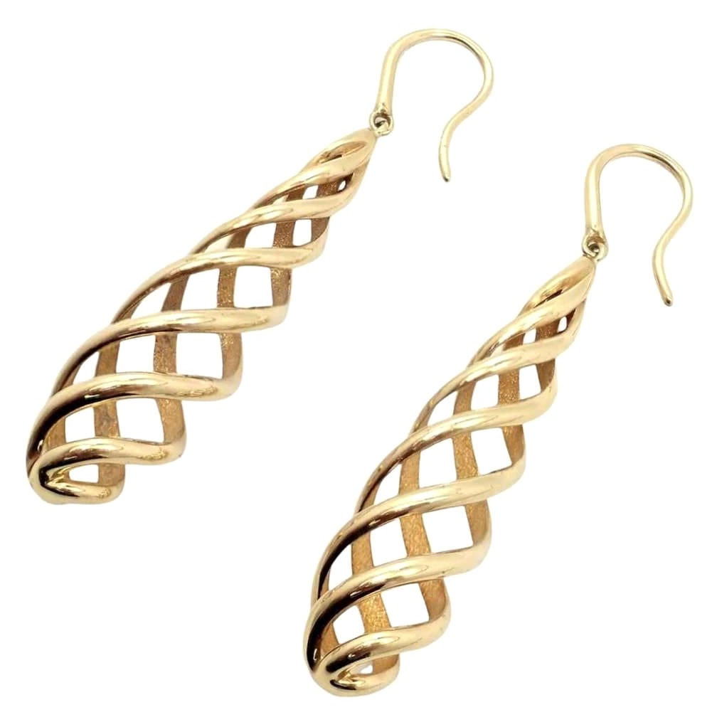Tiffany & Co Vintage Paloma Picasso Spiral Shell Yellow Gold Earrings