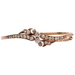 Antique Victorian Diamond Gold Bangle Bracelet