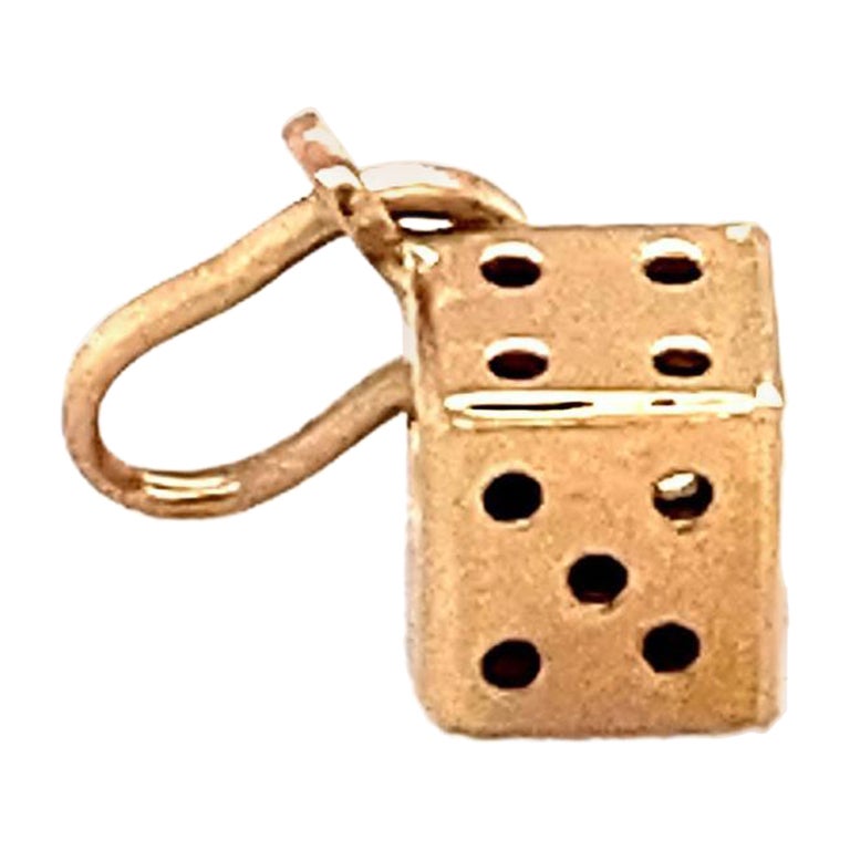 Miniature 6-Sided Die Charm in 14 Karat Gold