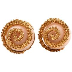 Angel Skin Coral Gold Earrings