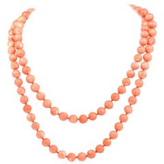 Natural Pink Coral Bead Necklace