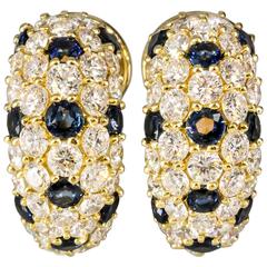 Boucles d'oreilles Huggie en or:: saphir et diamant:: Tiffany & Co
