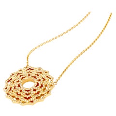 Sahasrara Crown Yoga Chakra Pendant Necklace in 18Kt Gold with pave Diamonds 
