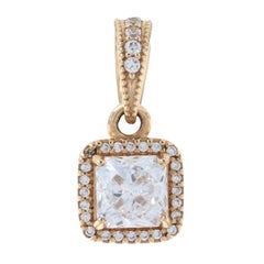 New Authentic Pandora Timeless Elegance Pendant, 14k Gold CZ Halo 350180CZ Retd