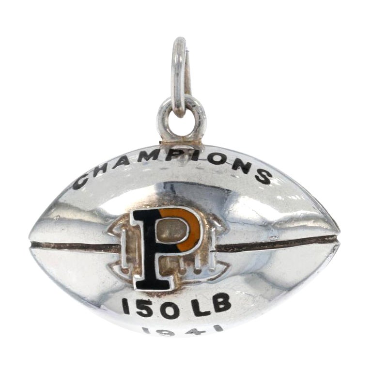 1941 Princeton Tigers Fob, Sterling Silver Enamel Football Champions Pendant