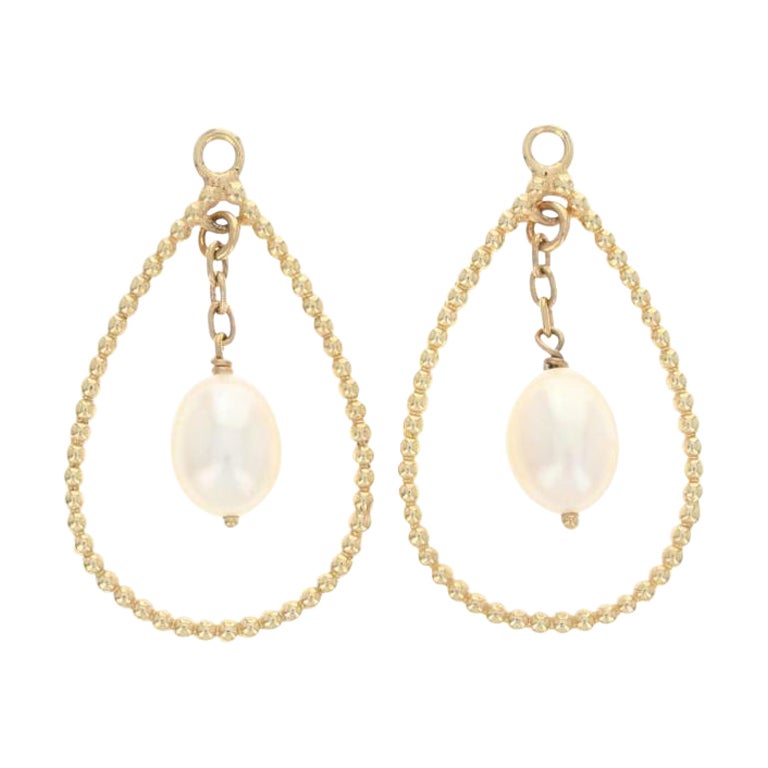 Pandora Pearl Earring Enhancers, 14k Yellow Gold Teardrop New Authentic