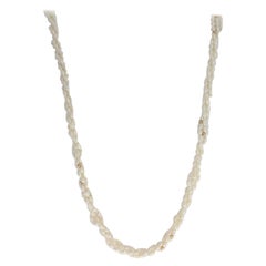 Yellow Gold Freshwater Pearl Necklace, 14k Knotted Three-Strand